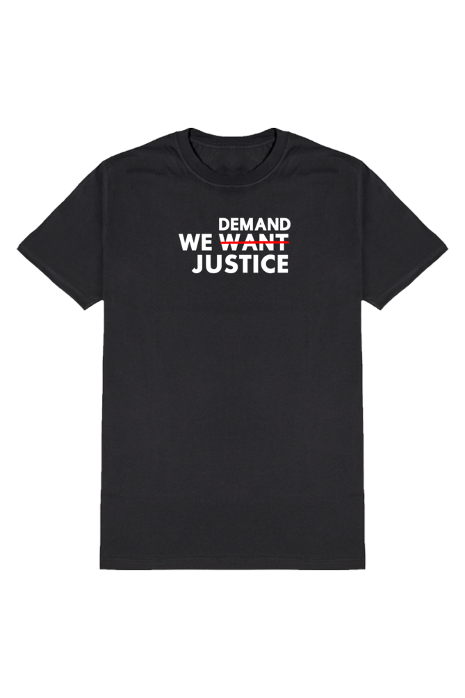 We Demand Justice Printed Black T Shirt