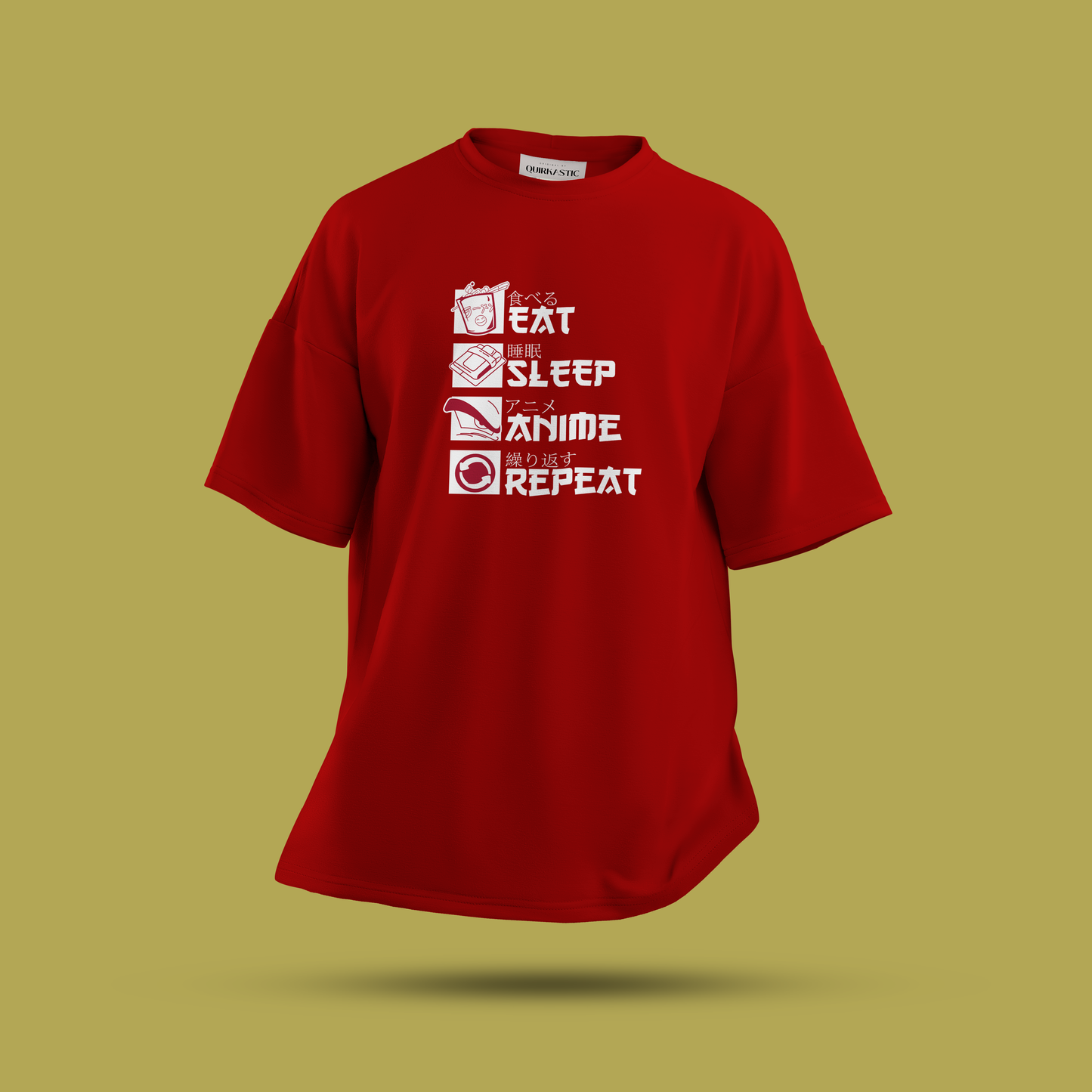 Eat Sleep Anime Repeat Printed Oversized Unisex T Shirt