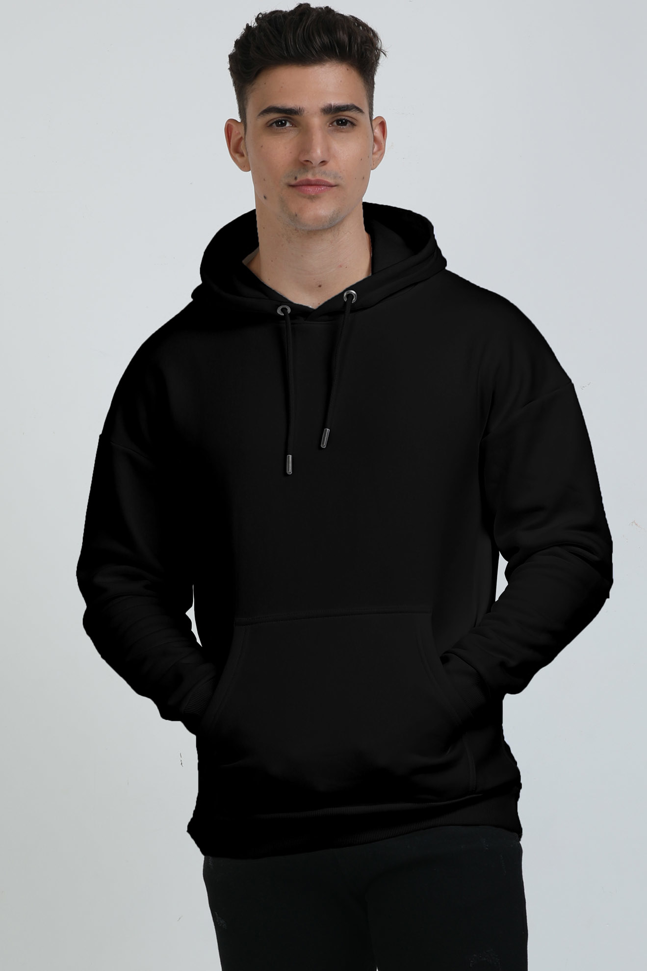 Unisex Solid Heavyweight Oversized Hooded Sweatshirt Black