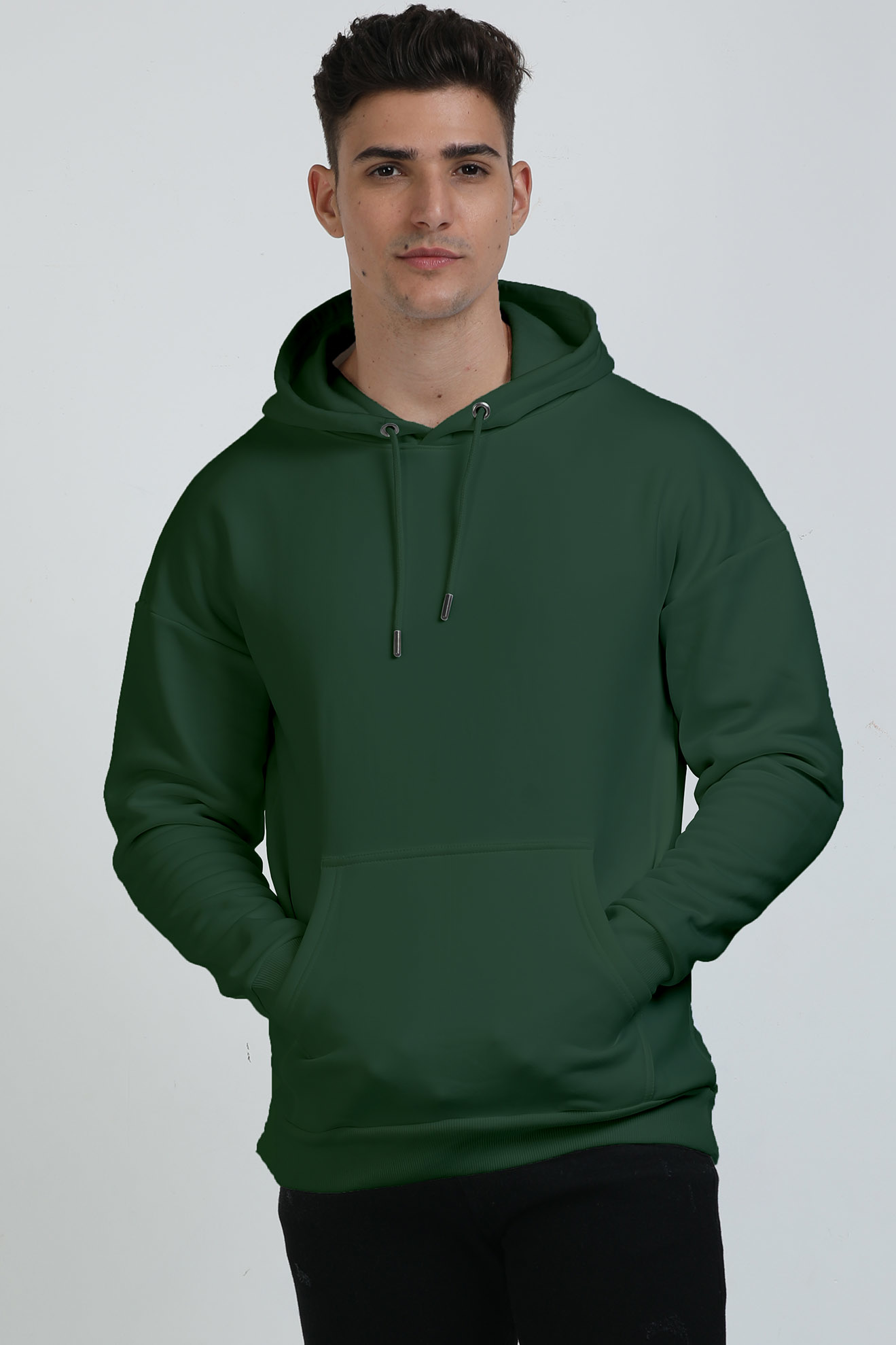 Unisex Solid Heavyweight Oversized Hooded Sweatshirt Bottle Green