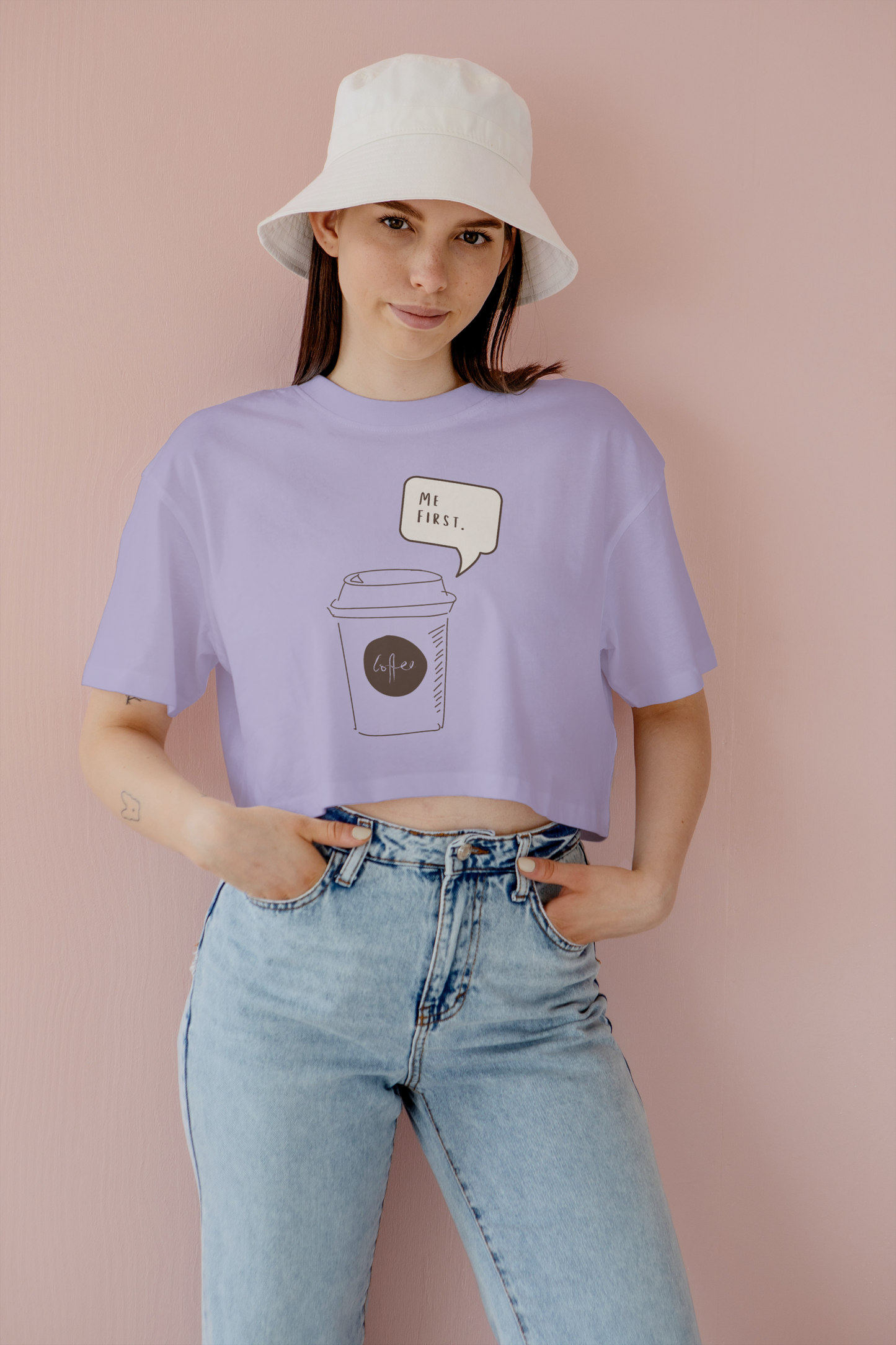Printed Women Crop Top | Coffee Me First