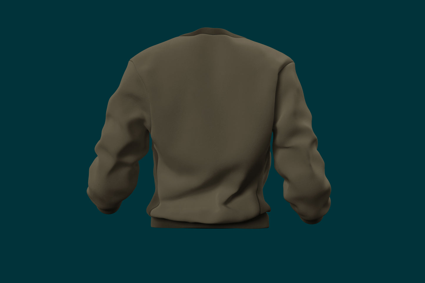 Olive Green Solid Unisex Regular Sweatshirt