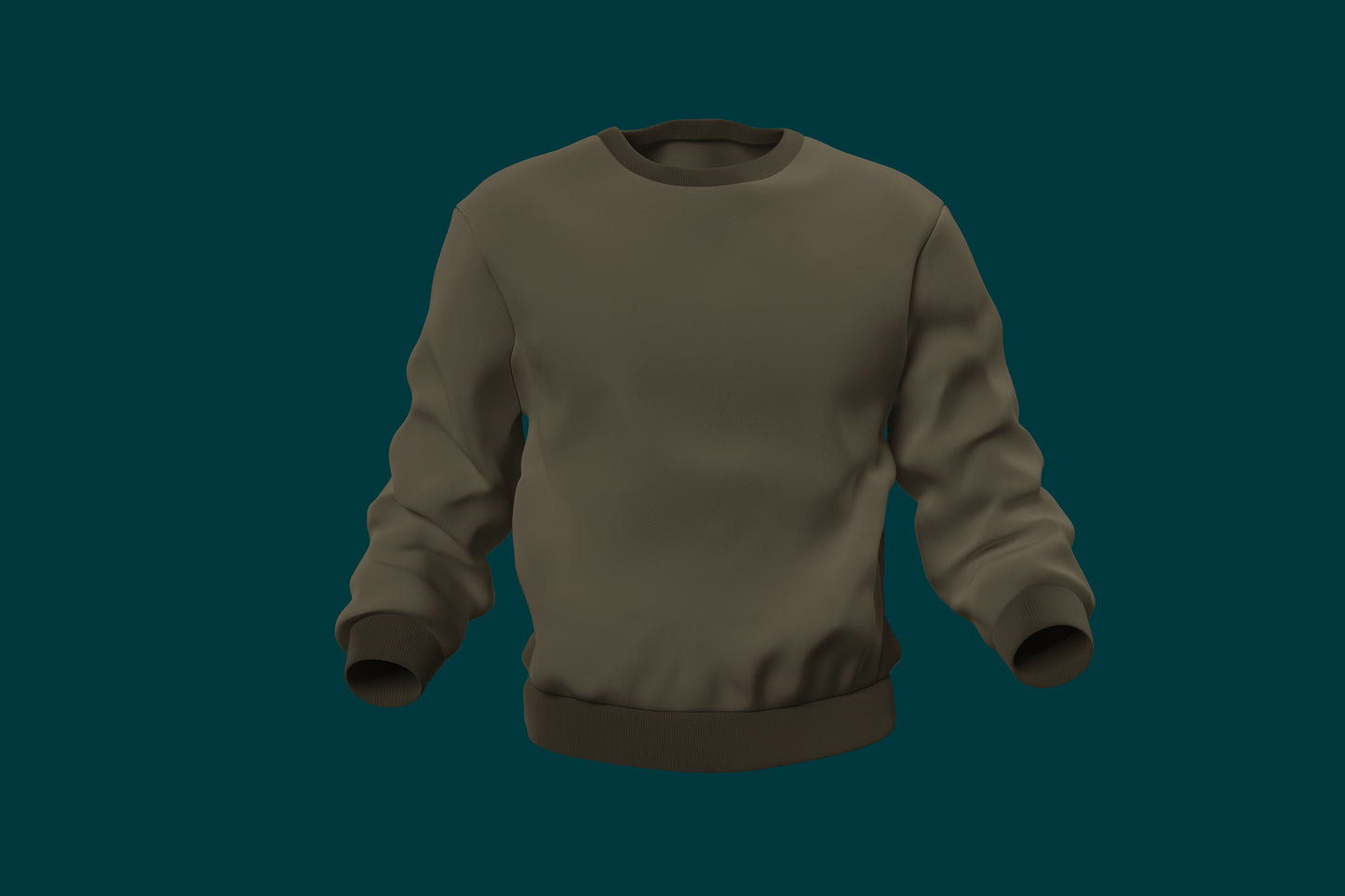 Olive Green Solid Unisex Regular Sweatshirt
