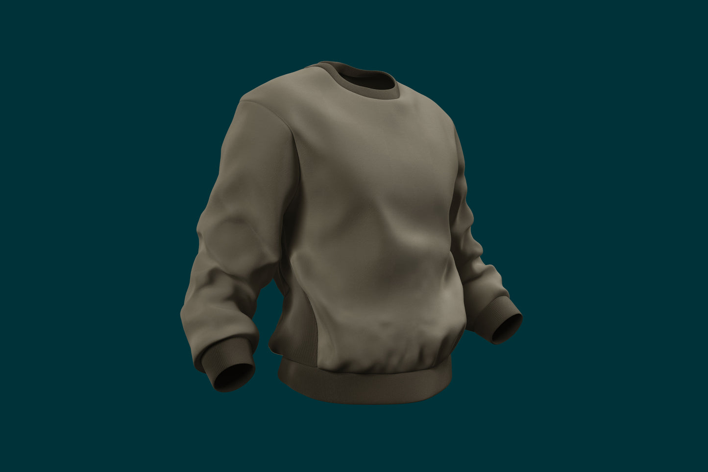 Olive Green Solid Unisex Regular Sweatshirt