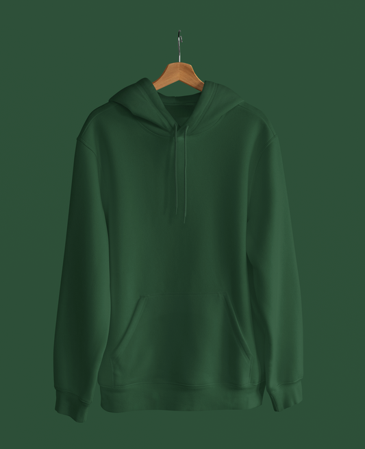 Solid Bottle Green Hooded Sweatshirt